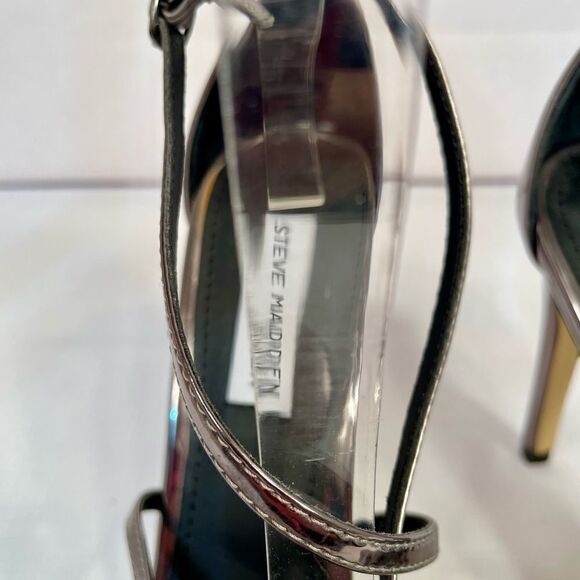 SILVER 4” HEEL SANDAL by STEVE MADDEN SIZE 8M NWOB - Picture 5 of 7